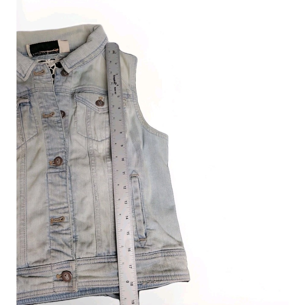 Anthropologie Pilcro The Letterpress Womens SZ M Denim Vest Crochet Lace Back - Picture 9 of 10